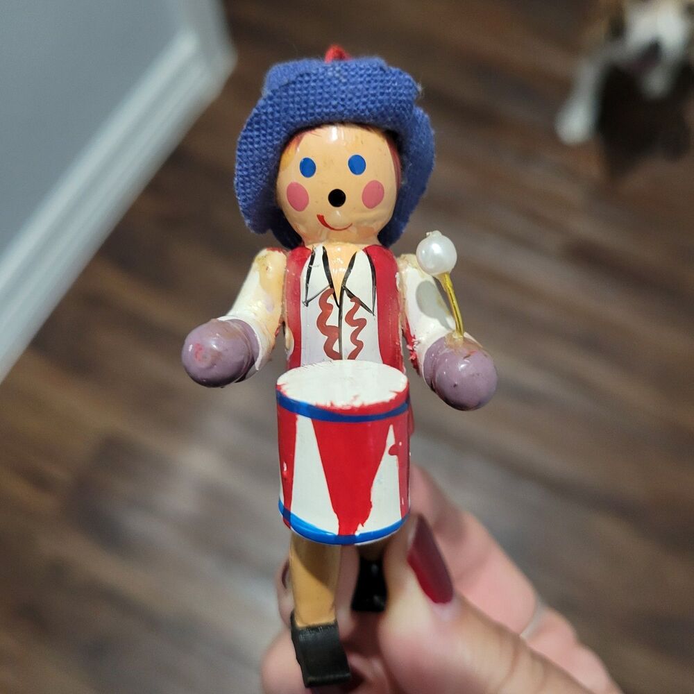 Vintage Erzgebirge Rare Drummer Boy Germany Wooden Handcrafted Fabric Hat FLAW